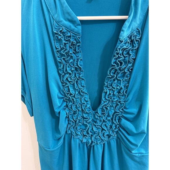 Heart & Soul Blue Ruffle Front Puff Sleeve Tunic Top 3X - Picture 4 of 8
